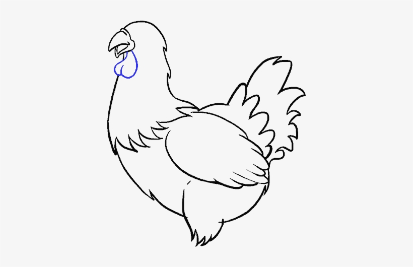Drawn Chicken Chicken Feather - Drawing, transparent png