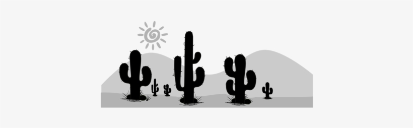 Cactus Fun With Desert Plants Stencils Saguaro Silhouette - Cactus In The Desert Black And White, transparent png