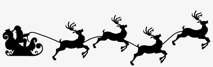 Santa Sleigh Reindeer Png - Santa Sleigh Silhouette, transparent png