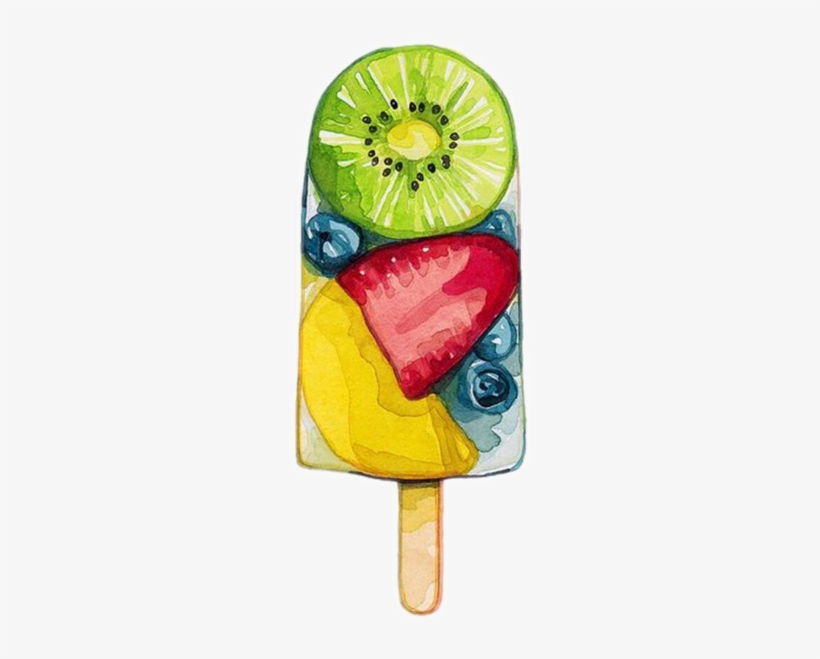Ftestickers Watercolor Popsicle Fruit Freetoedit - Watercolour Food, transparent png
