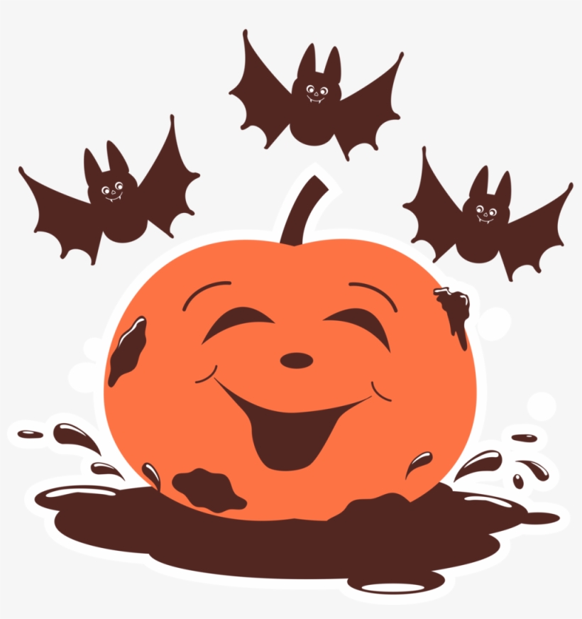 Pumpkin Logo With Bats, transparent png