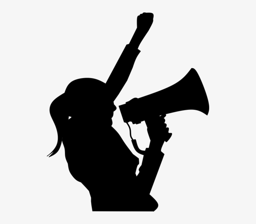 Protesting, Megaphone, Hand, Woman, Yelling, Silhouette - Woman Yelling Silhouette, transparent png