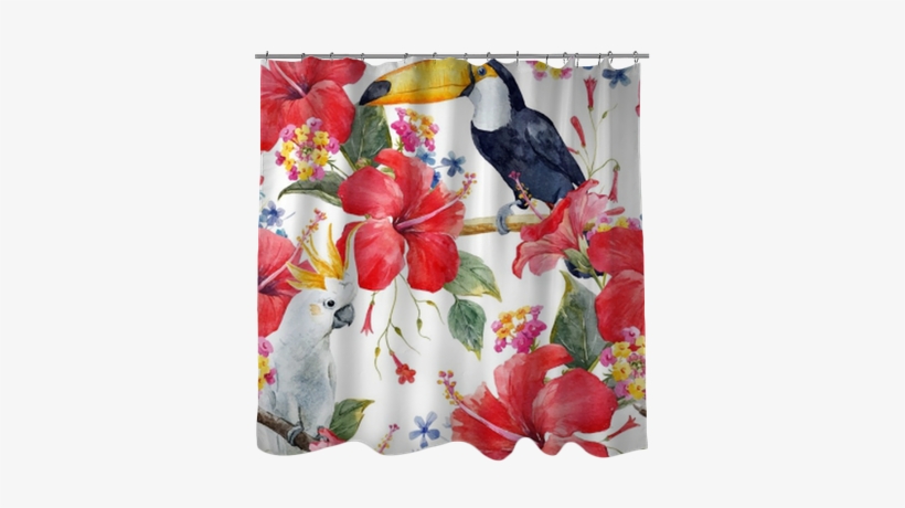 Watercolor Tropical Floral Vector Pattern Shower Curtain - Tulip, transparent png