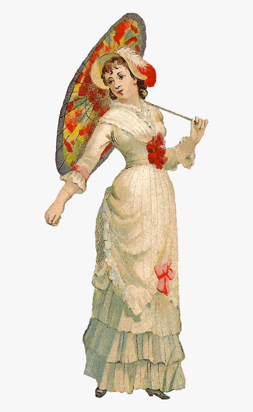 Vintage Lady Umbrella Png - Victorian Lady Png, transparent png