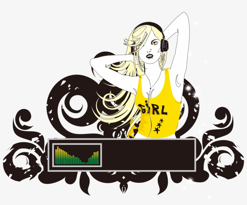 Disc Jockey Music Modern Sexy Female Pattern - Music Girls Vector Png, transparent png