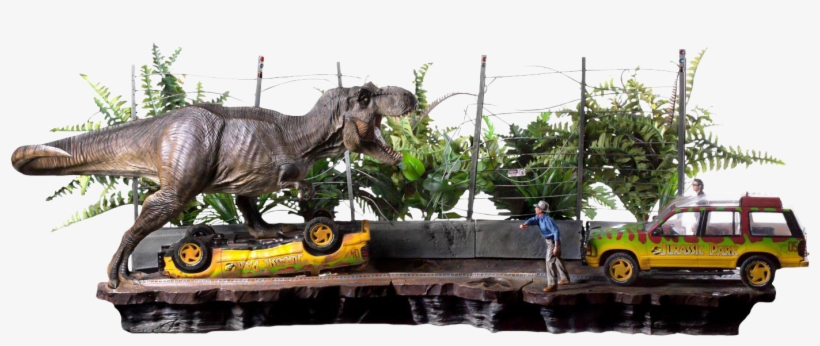 T-rex Attack 1/10th Scale Complete Diorama Statue - Iron Studios T Rex, transparent png