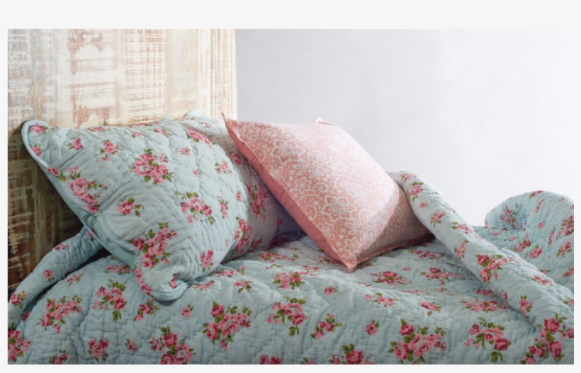Shabby Chic Quilted Bedspread, Turquoise Color, Rose - Shabby Chic Quilted Bedspread Turquoise Color Rose, transparent png
