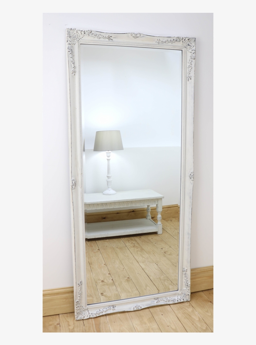 White Full Length Mirror New Vintage White Shabby Chic - Whitewashed Floor Length Mirror, transparent png