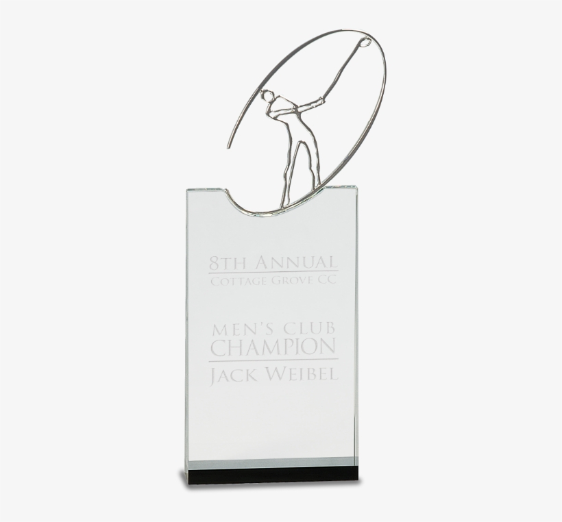 Golf Silhouette On Clear Crystal - Swinging Golfer Crystal Rectangle Award, transparent png
