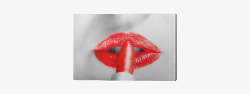 Close-up Of Sexy Woman Lips With Red Lipstick Canvas - Lipstick, transparent png