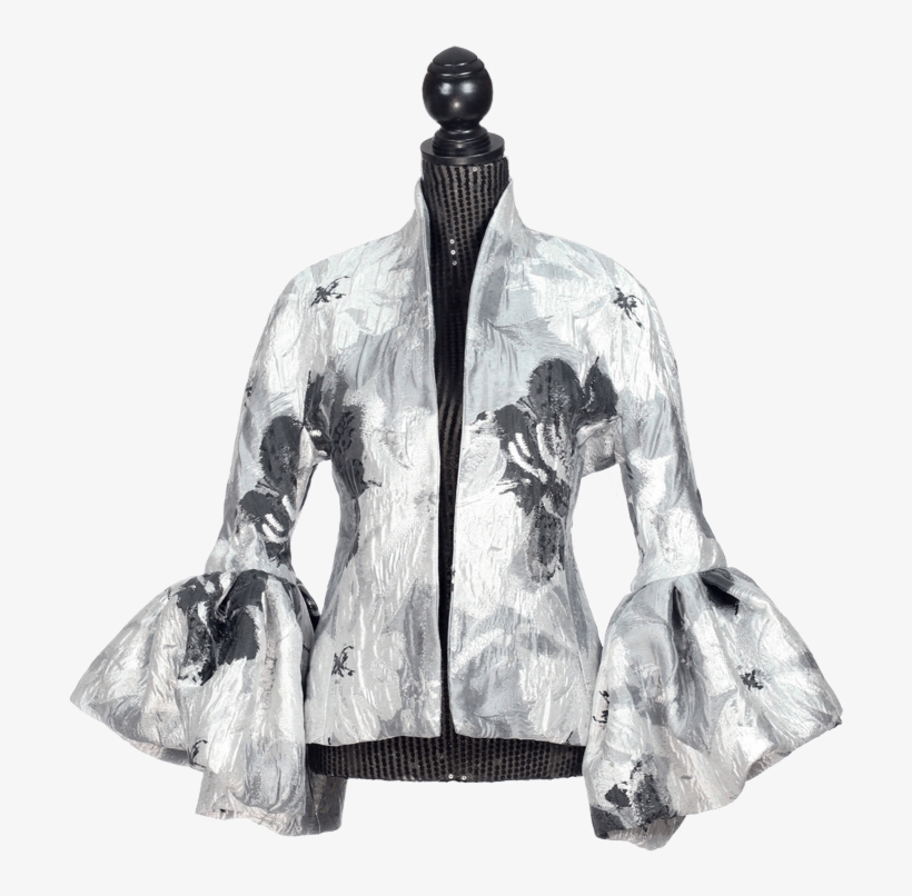 Cream Silk Jacket Black Lace Trim - Silk, transparent png
