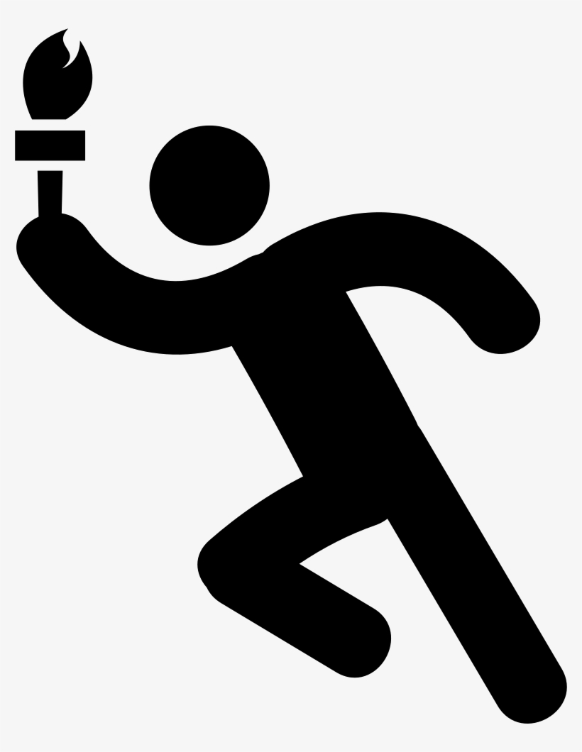 Man Running With Olympic Torch Comments - Olympic Torch Icon Png, transparent png
