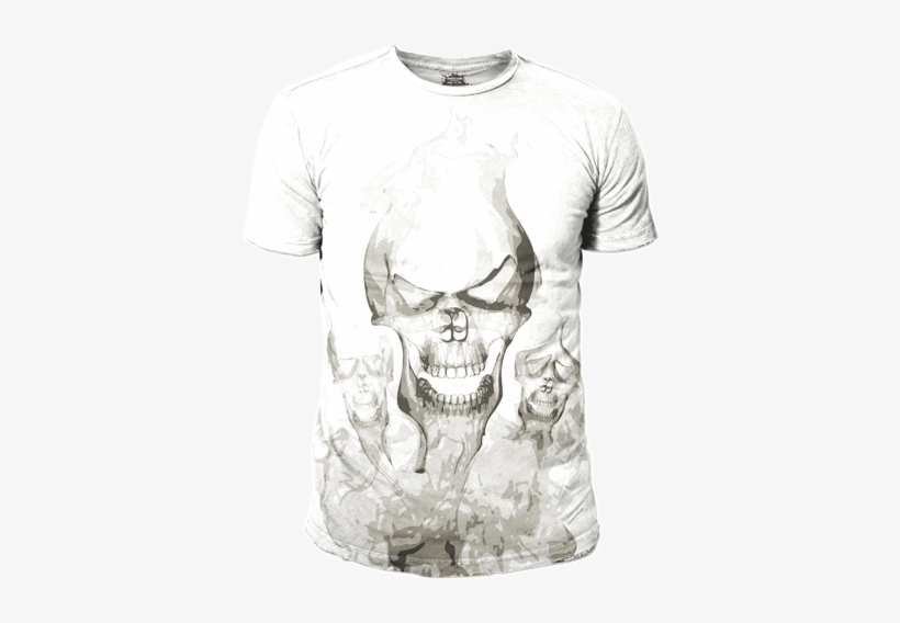 Skull Smoke White T Shirts - Halloween Smoky Skulls Waterproof Wall Art Tapestry, transparent png