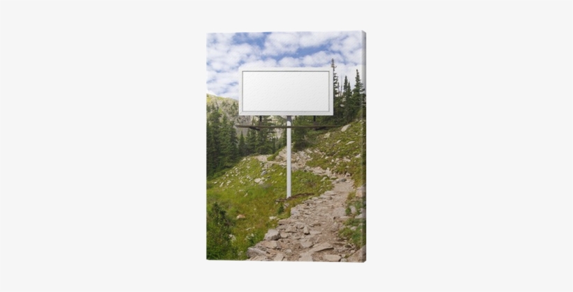 Blank Billboard Sign Along Mountain Trail Canvas Print - Trail, transparent png