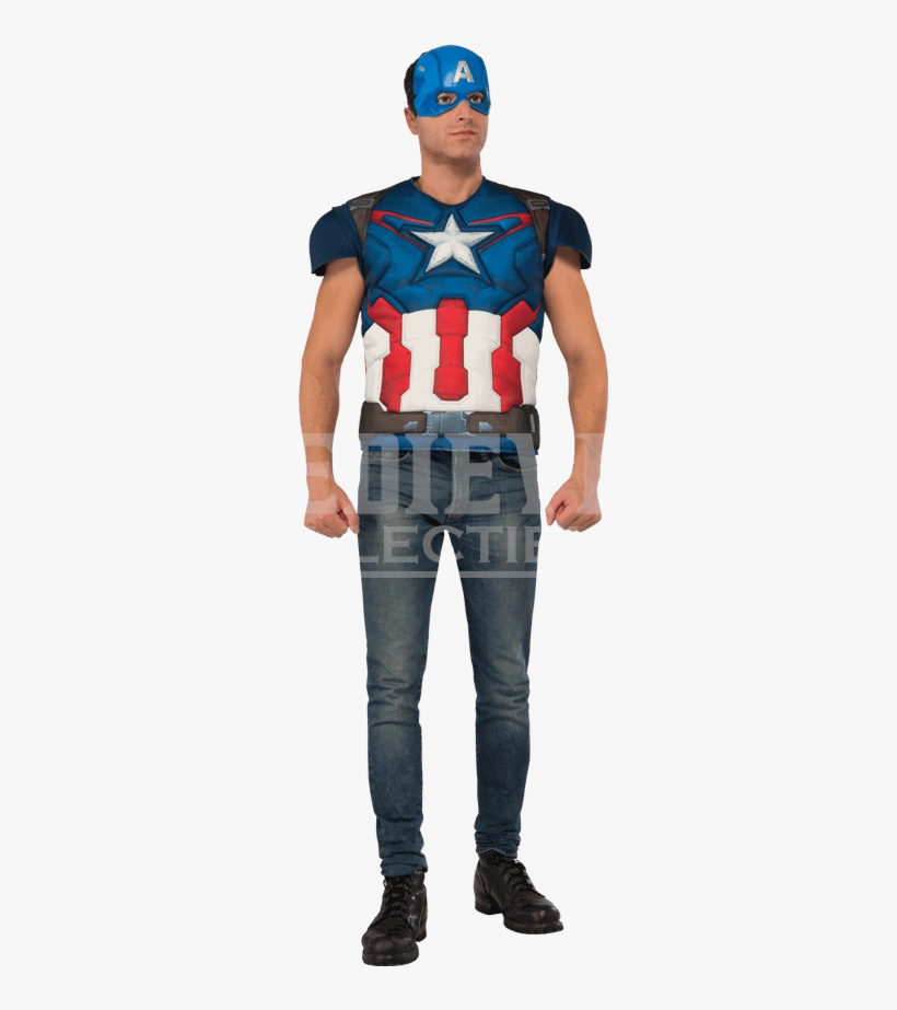 Adult Avengers 2 Deluxe Captain America Costume Top - Capt America Costume For Adult, transparent png
