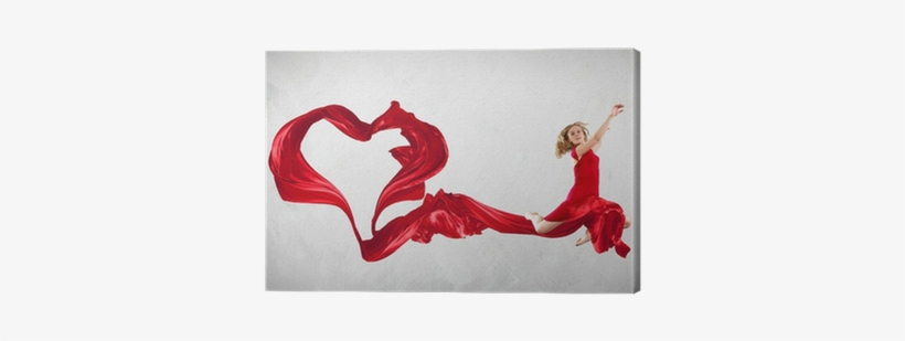 Dancing Young Woman With Flying Fabric Canvas Print - Modern Dance, transparent png