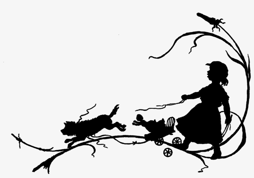 Silhouette Vintage Girl Toy Dog - Vintage Silhouette, transparent png