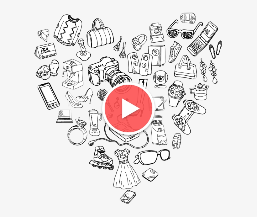 Graphic Full Heart Play Button@2x - Heart, transparent png