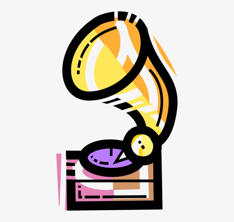 Vector Illustration Of Antique Phonograph Gramophone, transparent png
