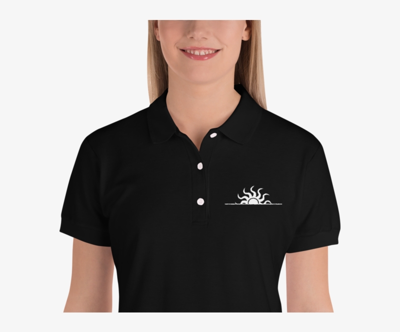 Women's Sundown Tribal Sun Embroidered Polo Shirt - Polo Shirt, transparent png