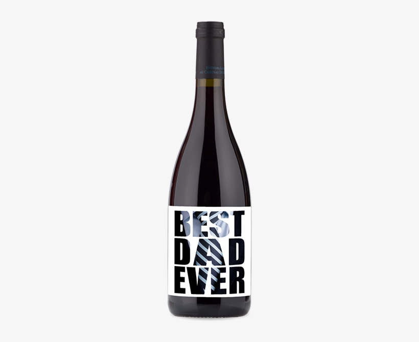 Labeled Red “best Dad Ever” Wine Bottle - Wine, transparent png