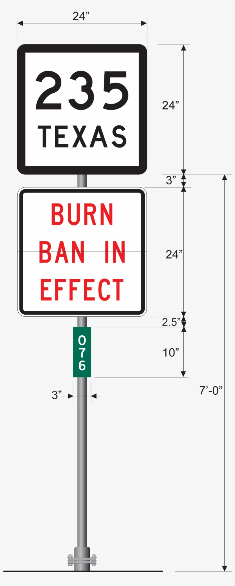 Route Marker Assembly With Burn Ban Sign - Texas State Highway 265 Sticker Decal R2560 Highway, transparent png