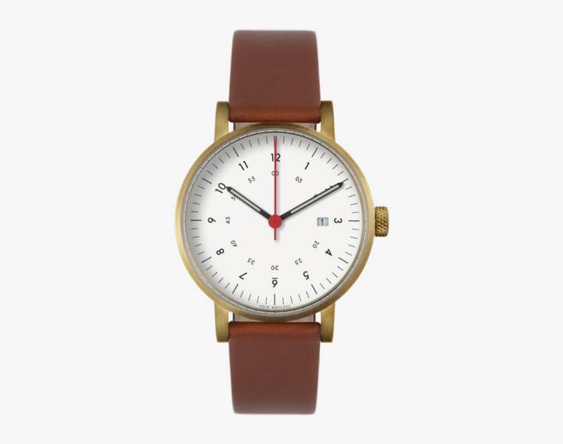 Vo#date Gold Light Brown Leather Strap & White Dial - Void Watch - V03d - Gold White, transparent png