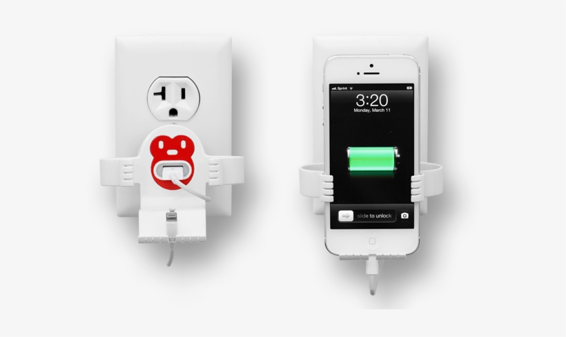 White-red Monkeyoh Iphone Charger Stand By Felix - Felix Monkeyoh - Take A Stand Against Cord Clutter., transparent png