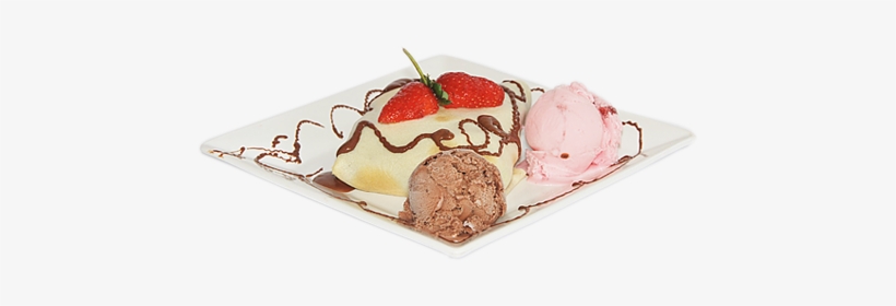 Variados Sabores De Crepes Doces No Prato - Crepe Com Gelado Png, transparent png