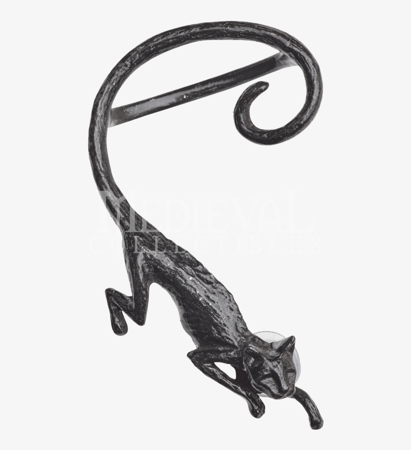 Cat Sith Black Pewter Earwrap, transparent png