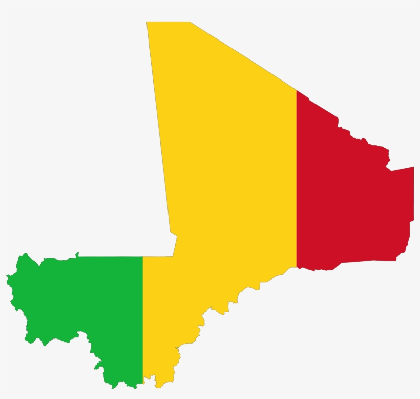 The Flag Of Mali, Drawn As An Outline Of The Country - Map Of Mali, transparent png