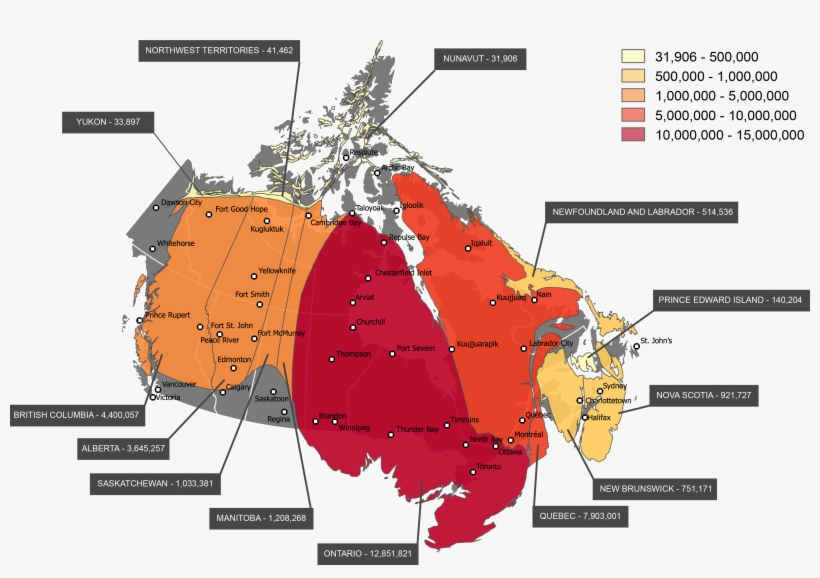 Map Of Canada Skewed By Population - Map Of Canada With Population, transparent png
