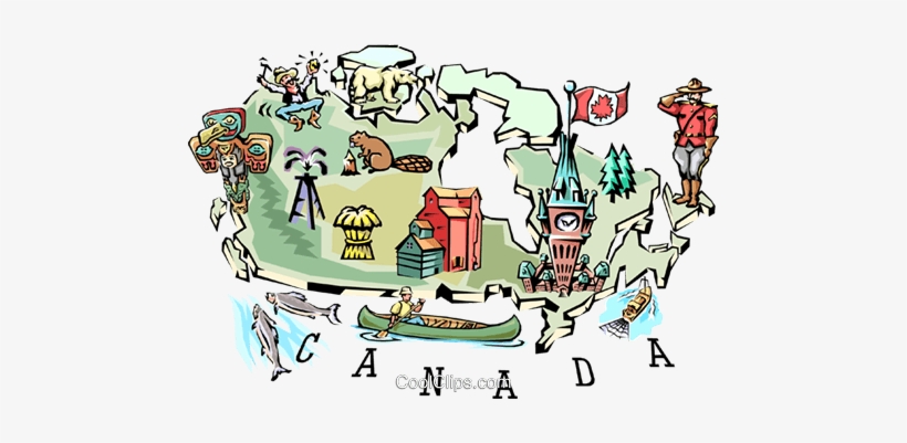 Canada Map Royalty Free Vector Clip Art Illustration - Geography Of Canada Political Cartoon, transparent png