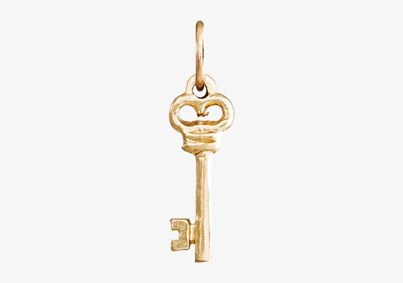 14k Yellow Gold Key Mini Charm - Llave Con Diamantes, transparent png