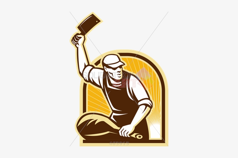 Stock Illustration Of Retro Cartoon Rendition Of Butcher - Logo Butcherie, transparent png