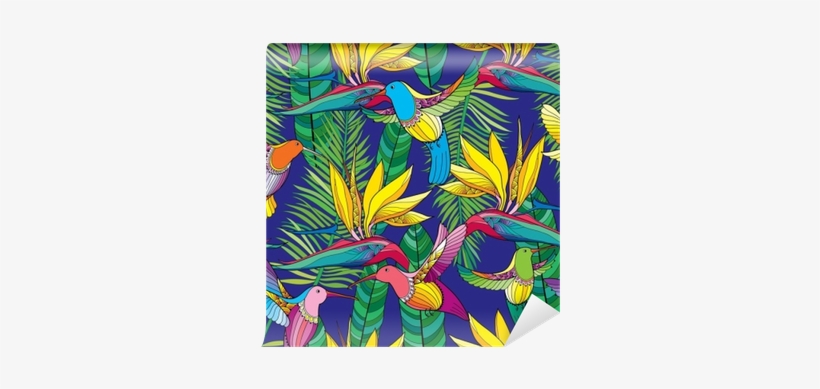 Vector Seamless Pattern With Strelitzia Reginae And - Bird Of Paradise Flower, transparent png