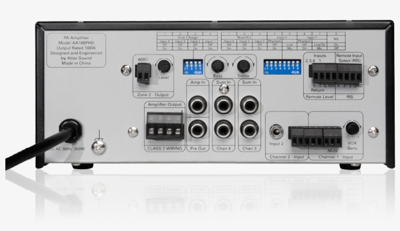 4 Input, 100 Watt Mixer Amplifier With Automatic System - Atlas Sound Aa100phd, transparent png
