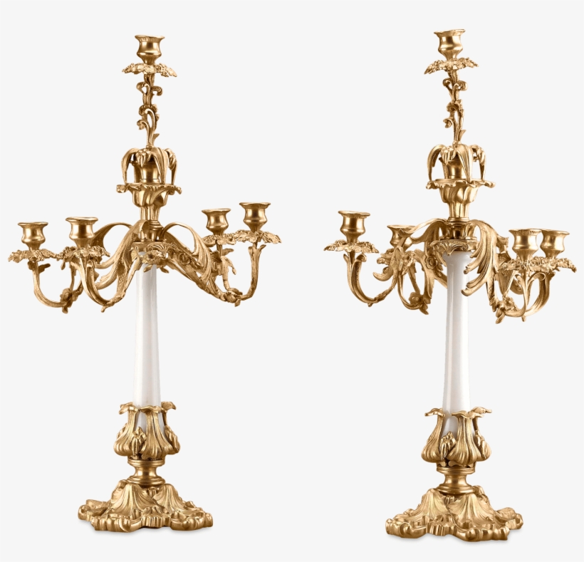 Brass Mounted White Opaline Candelabra - Baroque Dolce And Gabbana Gold Cross Earrings, transparent png