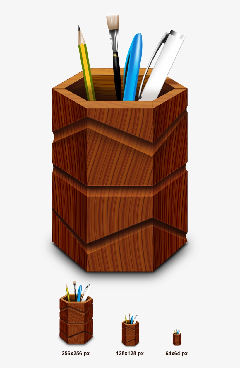 Preview Of Wooden Pen Stand - Pen Stand Icon Png, transparent png