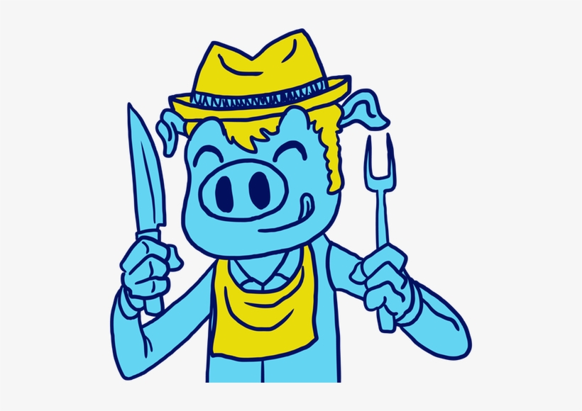 Funny Blues & Bbq Pig With Hat Holding A Fork And Knife - Fork, transparent png