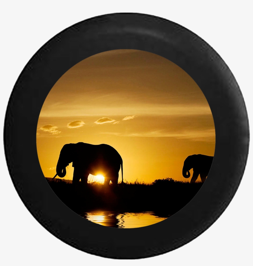Silhouette Elephants Over The African Sahara Wildlife - Africa Backgrounds, transparent png