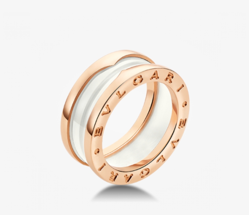 Bvlgari Ring - Bvlgari B.zero1 Two-band 18kt Pink-gold And Ceramic, transparent png