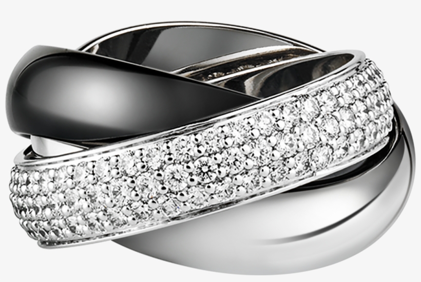 Trinity Ring, Ceramic, Lmwhite Gold, Diamonds, Ceramic - Trinity De Cartier Ring, Ceramic, Lm, transparent png