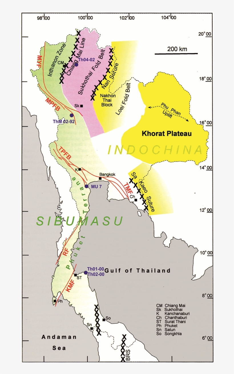 Sketch Map Of Thailand Showing Sample Localities And - Metamorphic In Thailand Map, transparent png