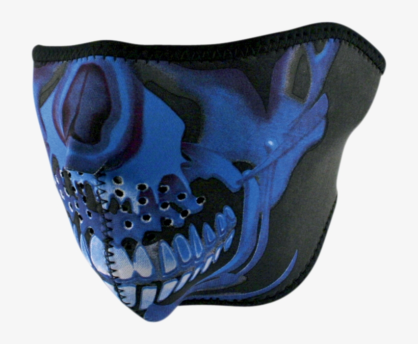 Zanheadgear Half Face Mask Osfm Blue Chrome Skull Zan, transparent png