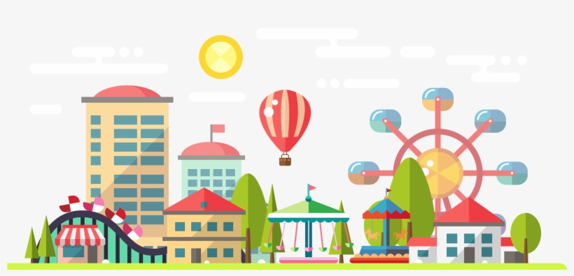 Amusement Park Clipart Sketch - Ferris Wheel, transparent png