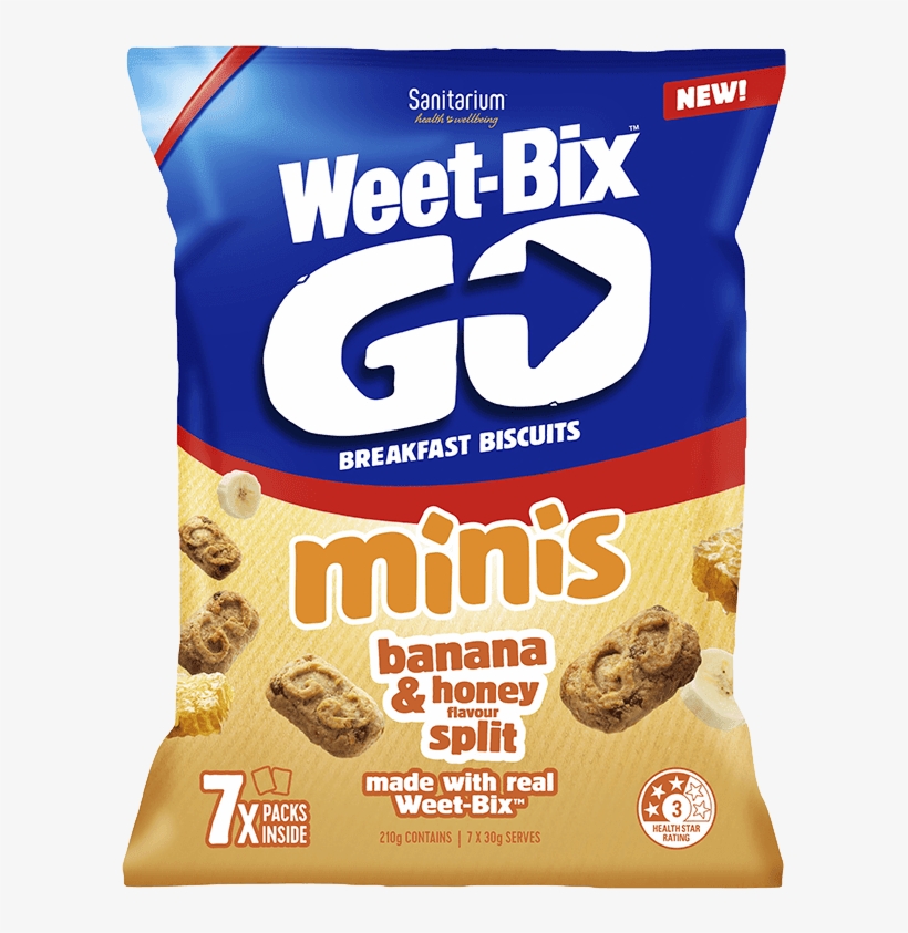 Weet-bix Go Minis Banana & Honey Flavour Split - Weet Bix Go Minis, transparent png