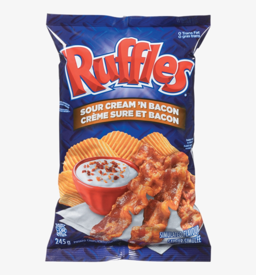 Ruffles Sour Cream & Bacon Potato Chips, transparent png