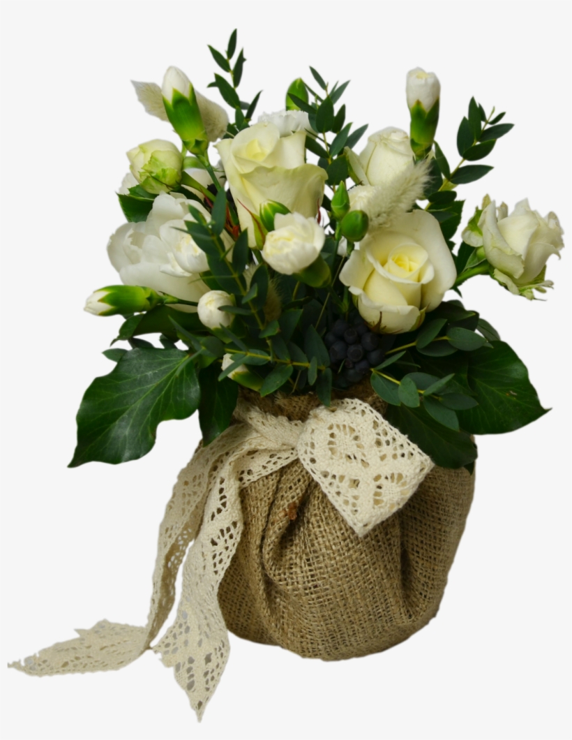 Rustic Flower Shop Studio Flores - White Roses In Vase, transparent png