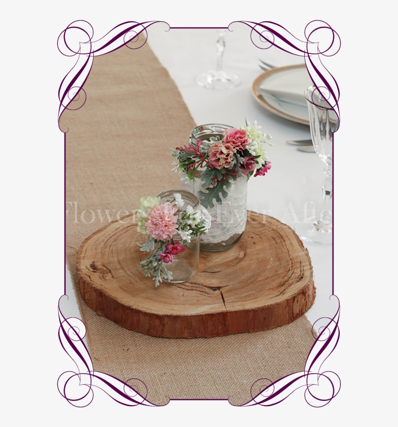 Set Of 2 Pink Rustic Floral Jar Centerpiece Flowers - Flower Bouquet, transparent png
